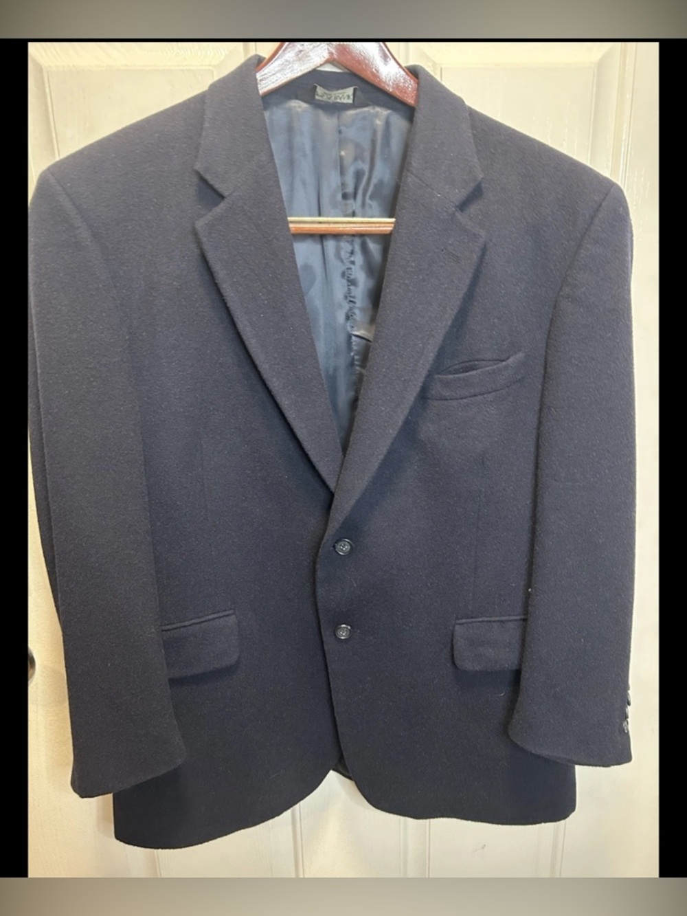 Jos. A. Bank 100% Camel Hair Blazer Sport Coat 42S Navy Blue 2-Button Soft